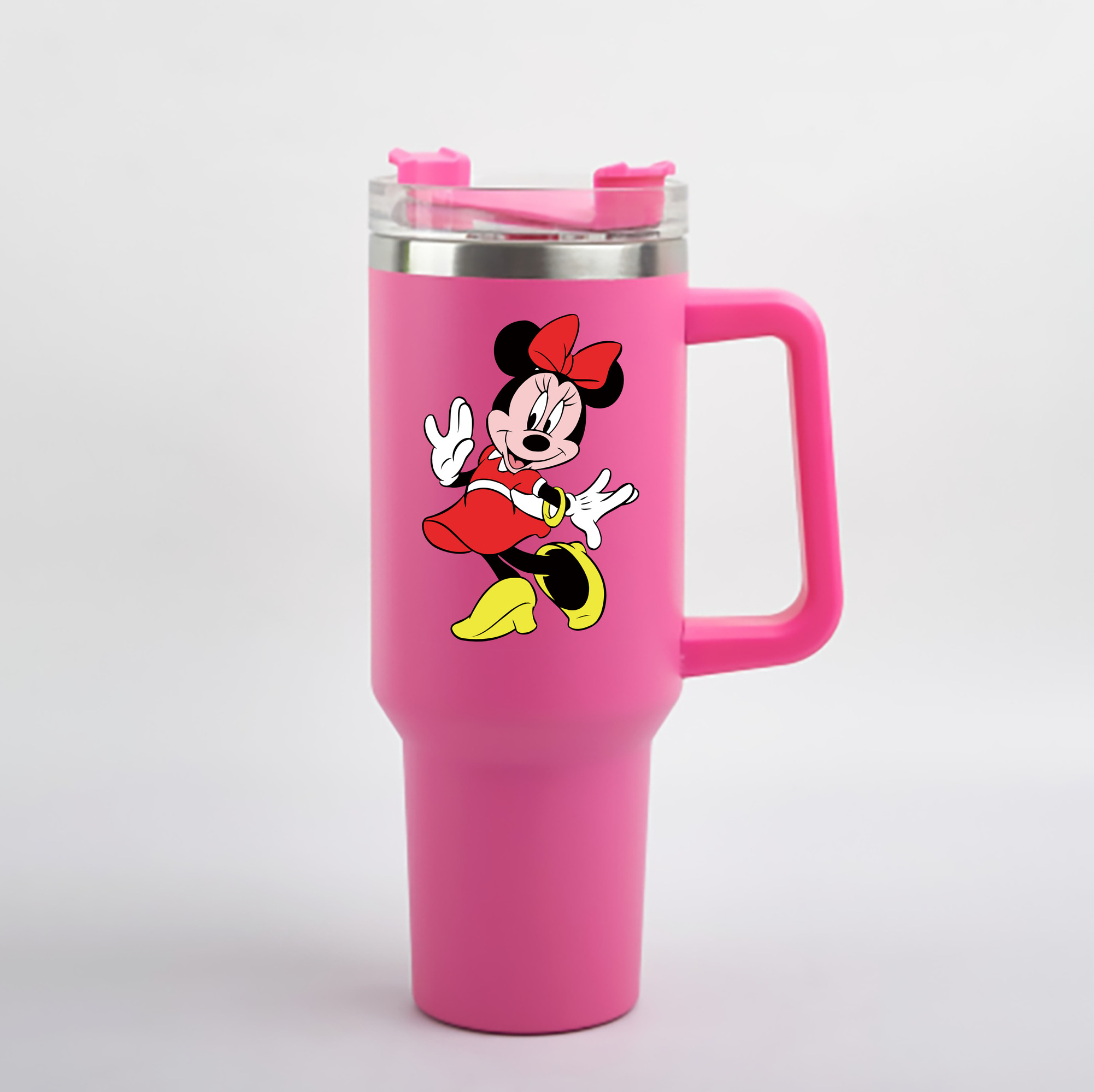 （画像用） ミッキーマウス Mickey Mouse 1200mL車用タンブラー - クリスタルステッカー（プラスチックストロー付き）